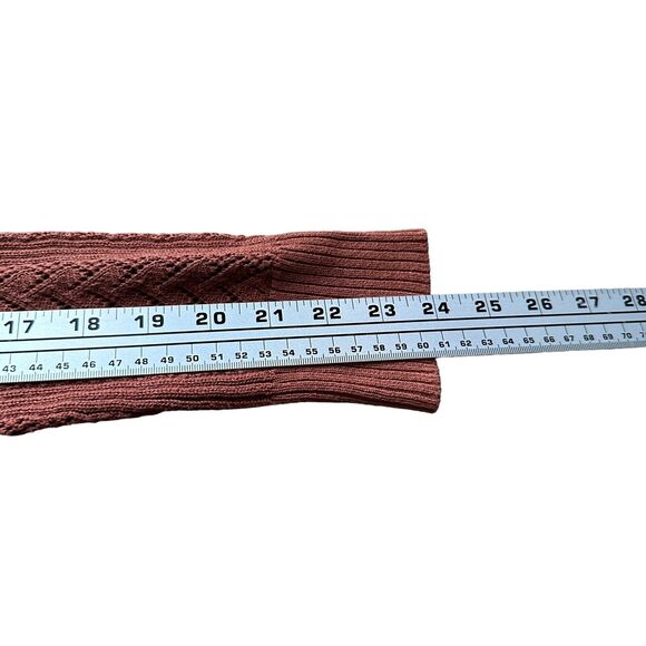 Peruvian Connection Cardigan Sweater Womens XS Rust Open Knit Long Duster Cotton - Picture 8 of 9